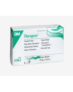3M 1538-2 - 3M Durapore 2 inch x 10 yard (5cm x 9,14m) Silk-like, hypoallergenic tape, standard roll, BX 6