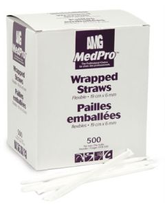 AMG 018-550 - Flexible Drinking Straw, Individually Wrapped, 19cm x 6mm, BX 500