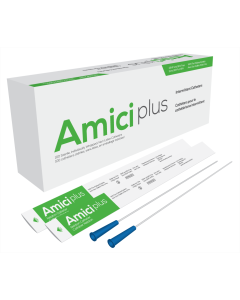 Amici 5908 - AMICI Plus 16" Male Nelaton Intermittent Catheters, 8 Fr., Smooth Low-Profile Eyelets, Latex Free, DEHP & BpA Free PVC, BX 100