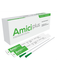 Amici 5914 - AMICI Plus 16" Male Nelaton Intermittent Catheters, 14 Fr., Smooth Low-Profile Eyelets, Latex Free, DEHP & BpA Free PVC, BX 100
