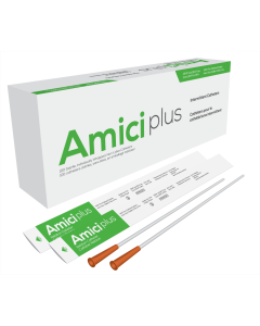 Amici 5916 - AMICI Plus 16" Male Nelaton Intermittent Catheters, 16 Fr., Smooth Low-Profile Eyelets, Latex Free, DEHP & BpA Free PVC, BX 100
