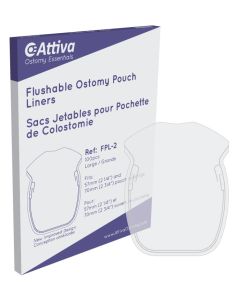 Attiva Ostomy Essentials FPL-2 - Attiva Flushable Ostomy Pouch Liners with New Enhanced Design, Large Size for Pouch Openings 57mm and larger, BX 100