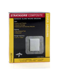 Medline MSC3044 - STRATASORB Composite Island Dressing, 4" x 4", CS 100