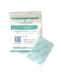Safe n Simple SNS52723 - IV Derm Transparent Film Silicone Wound Dressing, 2in x 3in, BX 12