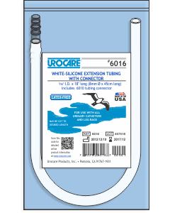 Urocare 6016 - White-Rubber Extension Tube, 18" Long with Connector, NoClamp, EACH