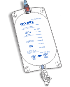 Uro-Safe Vinyl Leg Bag, Large w/ Thumb clamp, 32 oz, Semi-Transparent front, white/opaque back