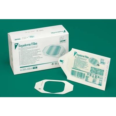 3M 1624W - 3M Tegaderm Transparent Film Dressing Frame Style 1624W, 2-3/8 inch x 2-3/4 inch (6cm x 7cm), BX 100