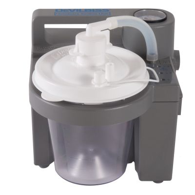 Devilbiss Healthcare 7305D-D - No Returns - DeVilbiss Homecare Suction Unit, 800cc disposable bottle, tubing, elbow, AC and DC power cords (NO carry case, NO battery), EA