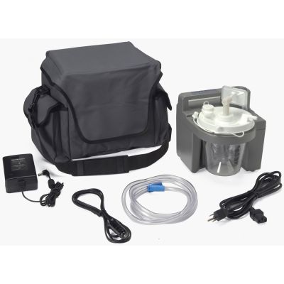 Devilbiss Healthcare 7305P-D - No Returns - DeVilbiss Homecare Suction Unit, 800cc disposable bottle, tubing, elbow, AC and DC power cords, carry case and rechargeable battery, EA