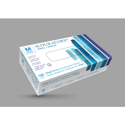 Duracore DC3020 - Duracore Vinyl Examination Gloves, Non-Powdered, Non-Sterile, Medium - NO RETURNS, BX 100