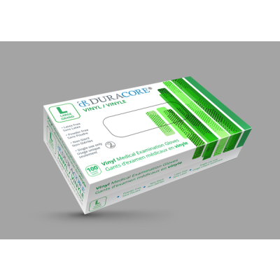 Duracore DC3030 - Duracore Vinyl Examination Gloves, Non-Powdered, Non-Sterile, Large - NO RETURNS, BX 100