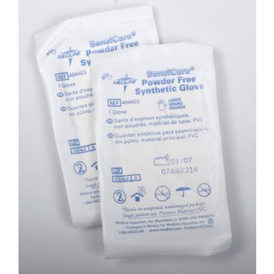 Medline 484402 - Medline Sensicare Powder Free Glove Stretch Vinyl Singles, Sterile, Medium., BX/100