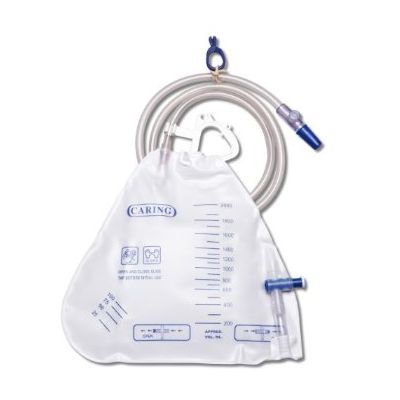 Medline DYNC1674 - Caring 2000ml DrainBag,Anti-Reflux,Sample Port,48"Tube,SheetClamp,Slide Tap, CS 20