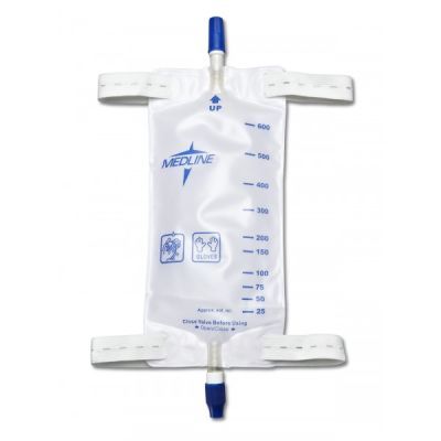 Medline DYND12574 - Medline Leg Bag 600ml Latex Free, Fabric Button Straps, Anti-Reflux,Twist Drain, EACH