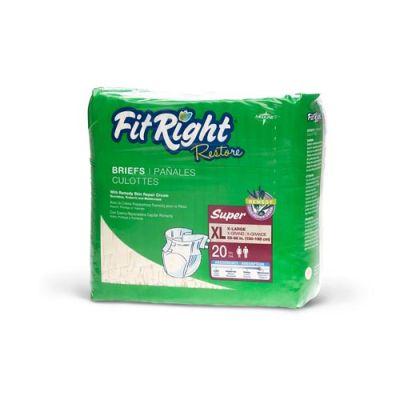 Medline FITRESTOREXLG - Medline FitRight Restore Brief, X-Large (59"-66")  Clothlike feel w/ Remedy Skin Repair cream Super Absorbency (4PKS/20), CS 80