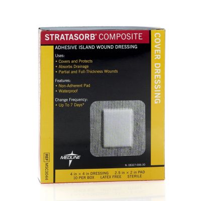 Medline MSC3044 - STRATASORB Composite Island Dressing, 4" x 4", BX 10