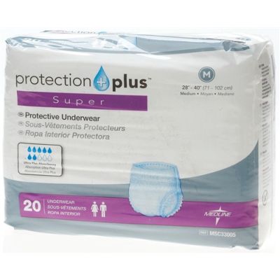 Medline MSC33005 - Protection Plus Super Protective Adult Underwear, Medium (28"-40") Pullup, CS 80