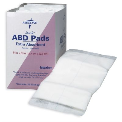 Medline NON21450 - MEDLINE Sterile Abdominal Pad, 5" x 9", BX 25, CS 16 Boxes, CS 400