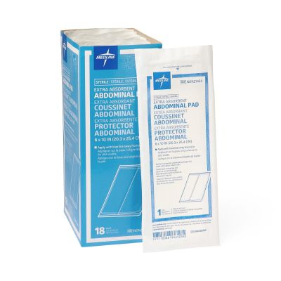 Medline NON21454 - Sterile Abdominal Pad, 8" x 10", BX 18