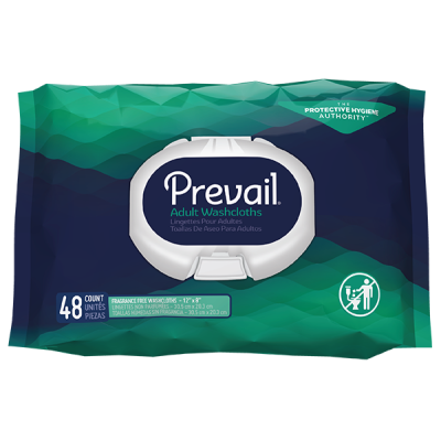 Prevail WW-810 - Prevail Pre-Moistened hygiene wipes, 8"x 12", Fragrance Free (12 pkgs/case  48/pk)  # 901-WW-810, CASE 12