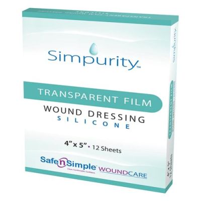 Safe n Simple SNS57245 - Transparent Film Silicone Wound Dressing 4in x 5in, BX 12