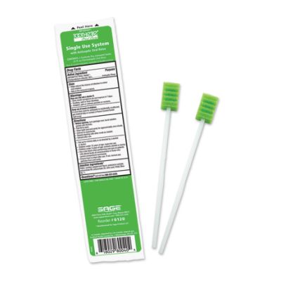 Sage 6120 - SAGE Toothette Plus Oral Swab,Alcohol Free Pre-Moistened MouthFresh Mouthwash,Plastic Stick 2's, CS/100/2's