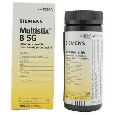 Siemens 2304A - Multistix 8 SG Urine Test strips for Leukosites,Protein,Glucose,Blood,Ketones, BTL 100