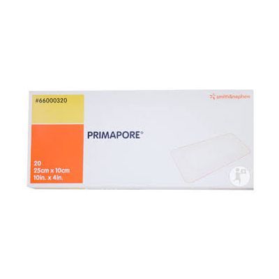 Smith&Nephew 66000320 - PRIMAPORE Post Op Dressing - 10cm X 25cm - Latex Free, BOX 20