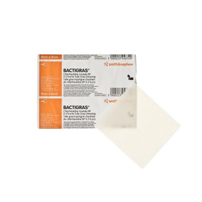 Smith&Nephew 66067457 - BACTIGRAS 0.5% Chlorhex Dressing  10cm X 10cm, PK 10