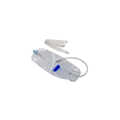 Tyco Covidien 3433 - KENGUARD Leg Bag, 500ml, Anti-Reflux Valve, 12" Clear Tubing, Button Straps., EA