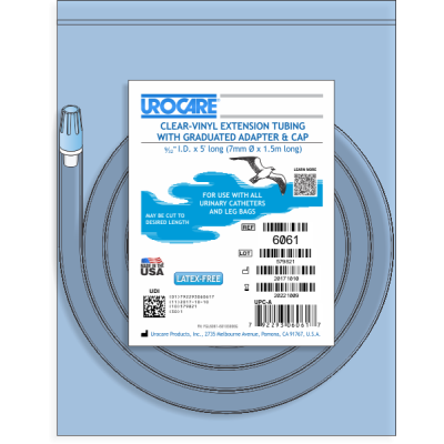 Urocare 6061 - Clear-Vinyl Drainage Tube, 60" Long, 9/32 ID, with Adaptor & Cap (NON-STERILE), EA