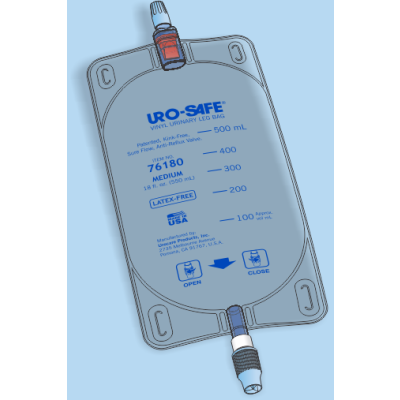Uro-Safe Vinyl Leg Bag, Medium, 18oz With Twist, Clear