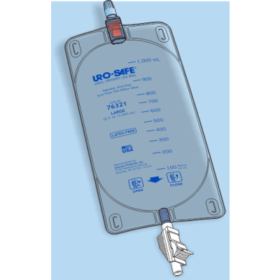 Uro-Safe Vinyl Leg Bag, Large, 32 oz with Clamp, Clear