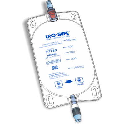 Uro-Safe Vinyl Leg Bag, Med, 18 oz with Twist Drain, White