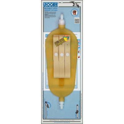 Urocare Latex Leg Bag w Odour Guard, Short-Wide, 26 oz, 13" Long, 5" wide. 3/4" Wide Leg Straps.
