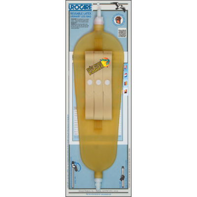 Urocare Latex Leg Bag w Odor Guard, Large, 32 oz, 16"Long,5"Wide. 3/4" Wide Leg Straps .