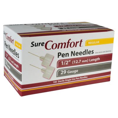 Allison Medical 24-1010 - SureComfort Pen Needle, 29G, 12mm (1/2in), Regular, BX 100