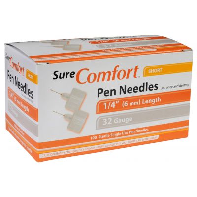 Allison Medical 24-1305 - SureComfort Pen Needle, 32G, 6mm (1/4in), Short, BX 100