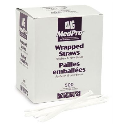 AMG 018-550 - Flexible Drinking Straw, Individually Wrapped, 19cm x 6mm, BX 500