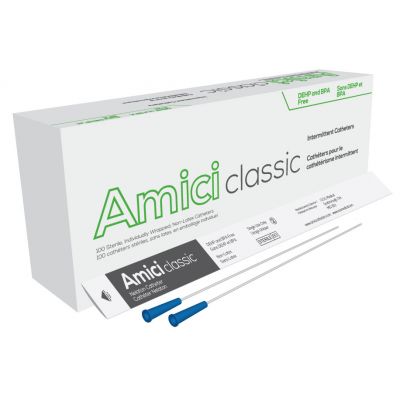Amici 3908 - AMICI Classic 16" Male Nelaton Intermittent Catheters, 8 Fr.,  Latex Free, DEHP & BpA Free PVC, BX 100