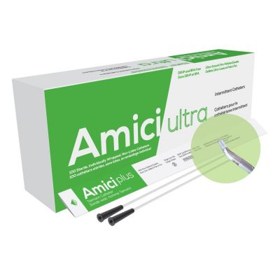 Amici 7710 - AMICI Ultra 16" 10 Fr. Tiemann Intermittent Catheters, Fire-Polished eyelets, Latex Free, DEHP & BpA Free PVC, BX 100