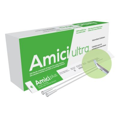 Amici 7712 - AMICI Ultra 16" 12 Fr. Tiemann Intermittent Catheters, Fire-Polished eyelets, Latex Free, DEHP & BpA Free PVC, BX 100