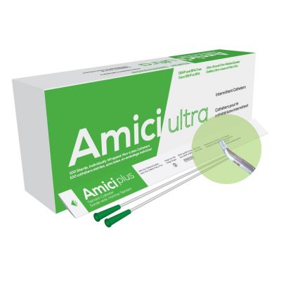 Amici 7714 - AMICI Ultra 16" 14 Fr. Tiemann Intermittent Catheters, Fire-Polished eyelets, Latex Free, DEHP & BpA Free PVC, BX 100