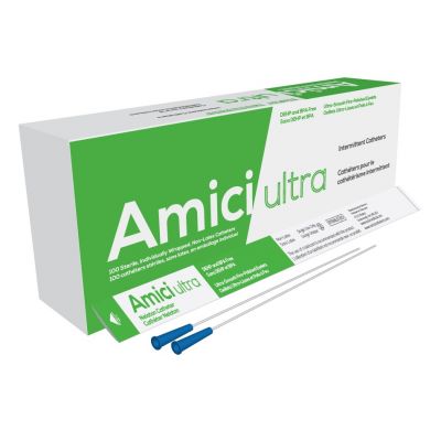 Amici 7908 - AMICI Ultra 16" Male Nelaton Intermittent Catheters, 8 Fr., Fire-Polished eyelets, Latex Free, DEHP & BpA Free PVC, BX 100