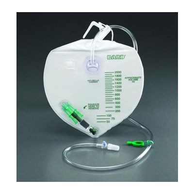 Bard 154002 - Bard Urinary Drainage Bag with Anti-Reflux Chamber, 50" tubing  and BARD EZ-LOK Sampling Port, 2000ML, EA