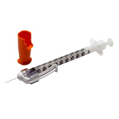 BD 305945 - BD Safety Glide 1cc Tuberculin Syringe/ Permanently attached Needle 27 Gauge, 1/2" Needle Length., BX 100