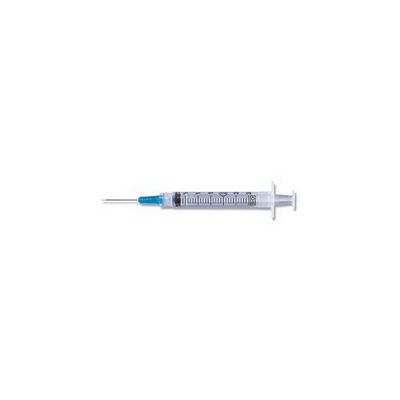 BD 309581 - 3cc Syringe with Needle, 25 Gauge, 1" Needle Length, BX 100