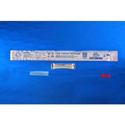 Hydrophilic male 18 French coude catheter