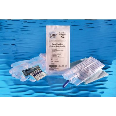 Catheter Insertion Kit w/ BZK Wipe, Gloves, Underpad & Collection Bag w/ Connector