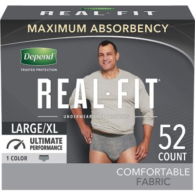 Depend RealFit-L-XL - Depend Real Fit Incontinence Underwear for Men, Maximum Absorbency, Grey, L/XL, CS 52
